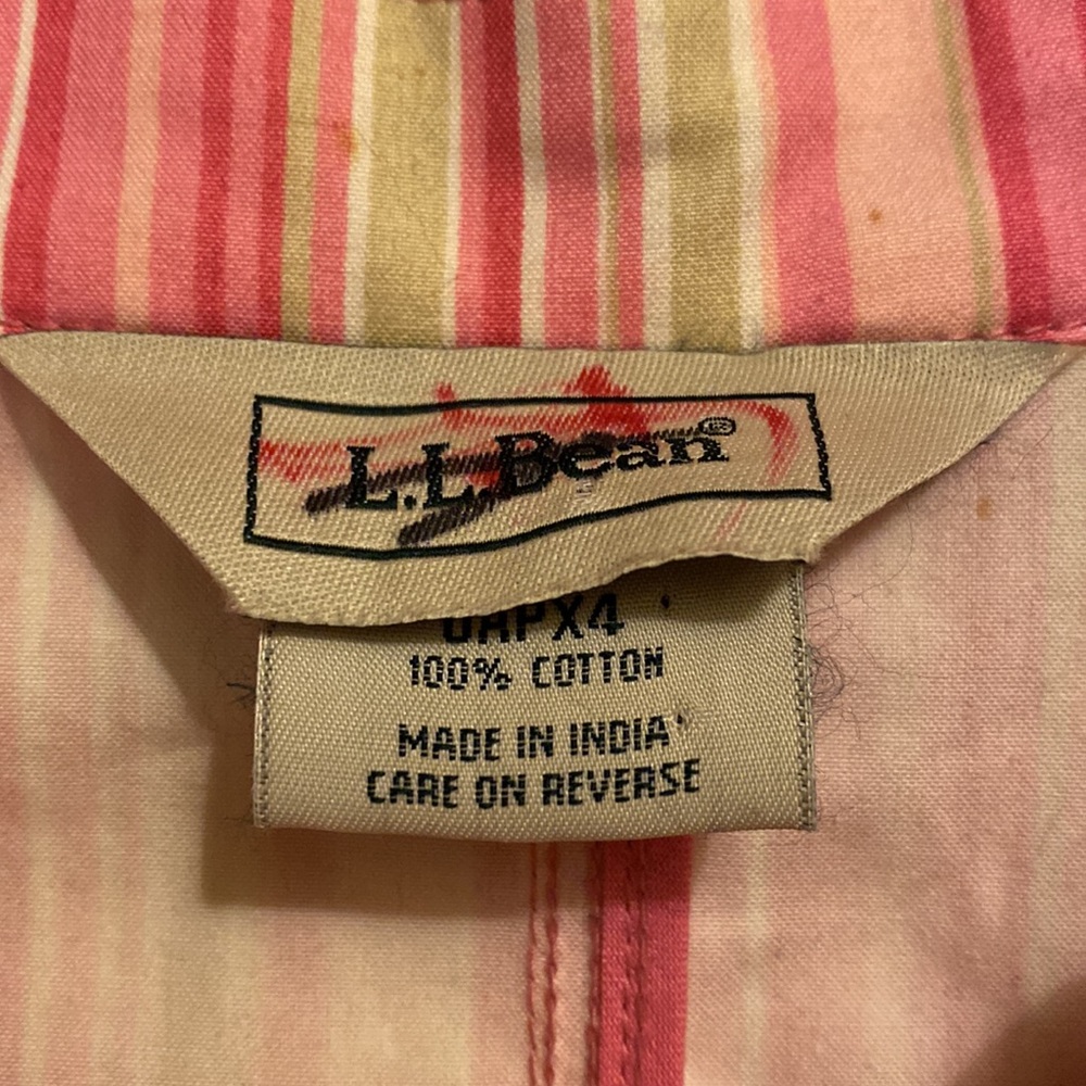 L.L. Bean coat mackintosh pink stripe L Petite preppy colorful - Picture 10 of 13